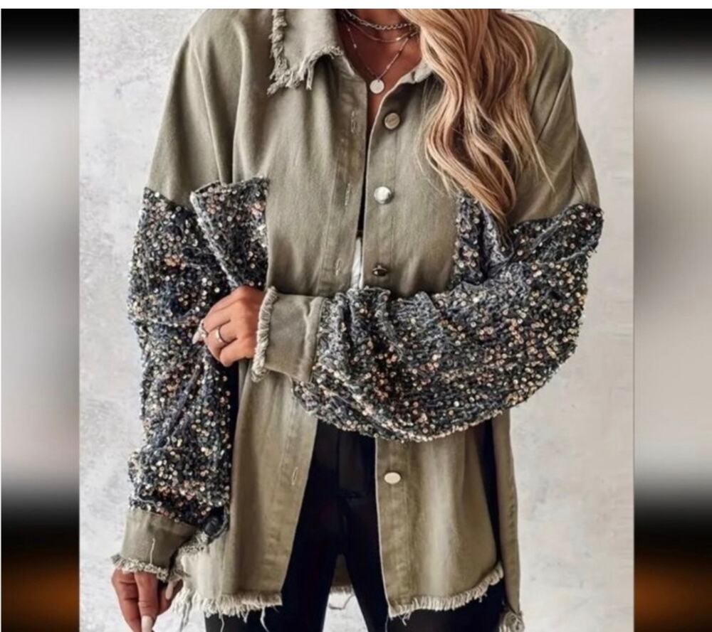 New ChicMe shacket shirt jacket sequin size small